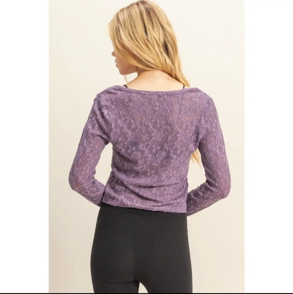 💜🎀 Amethyst Lacy Bow Top - Picture 3 of 4